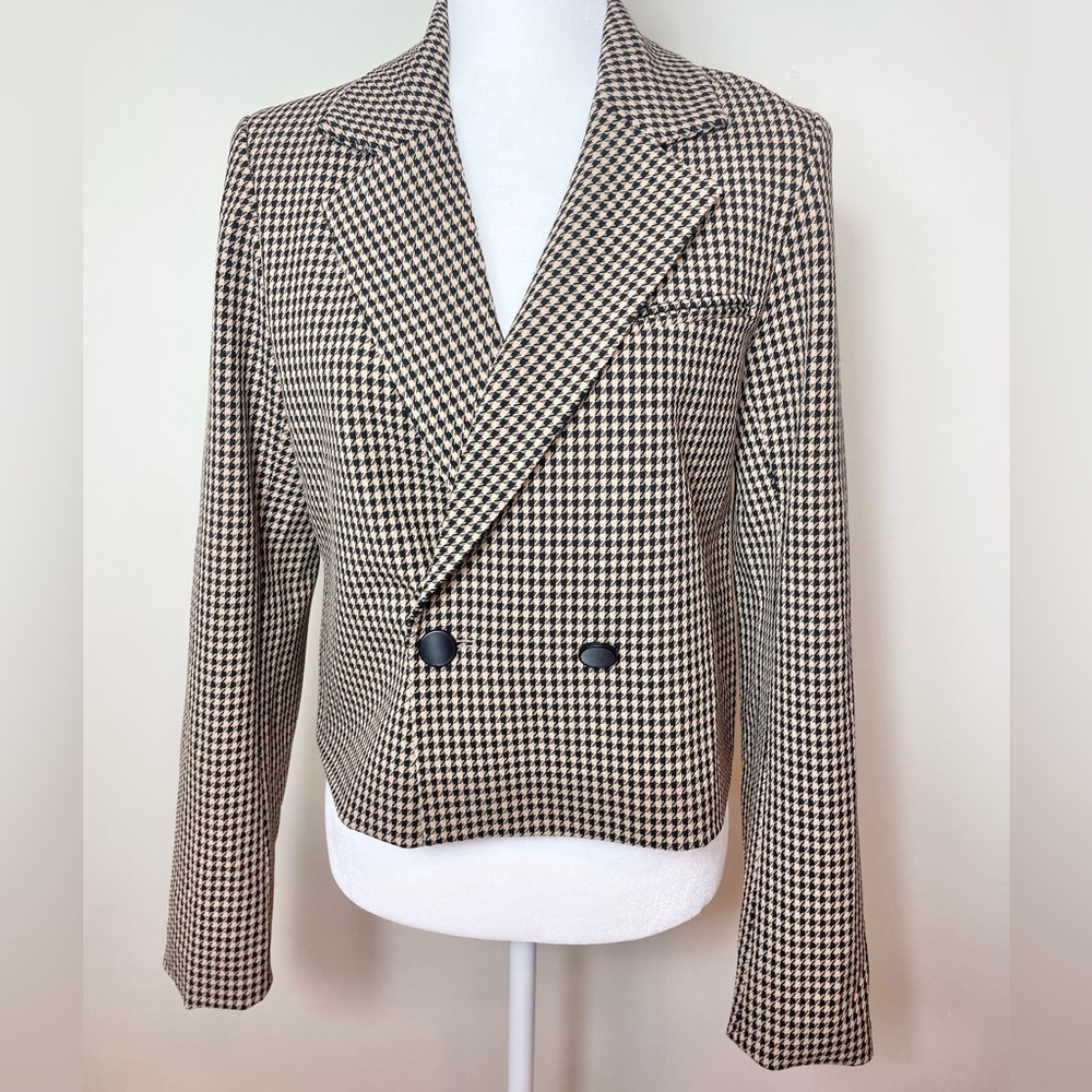House of Harlow 1960 Cropped Houndstooth Blazer XS